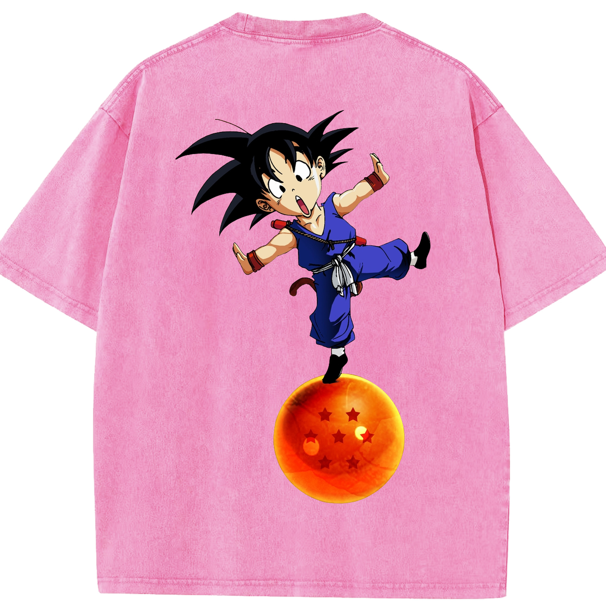 （画像用） ドラゴンボール 孫悟空（そん ごくう）Son Goku カカロット DRAGON BALL Kakarotto 綿100% ヴィンテージ風 半袖Tシャツ（背面プリント）